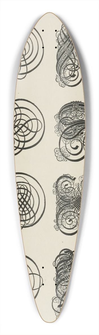 Frank Chouteau Brown - German Gothic Initials 3 39.3 inch art pintail longboard deck