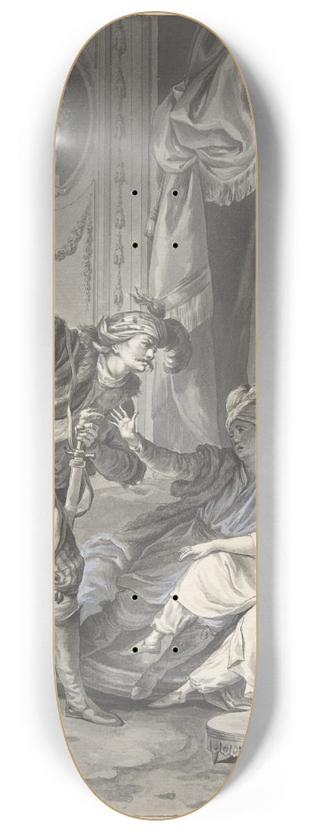 Jean Michel Moreau the Younger - Comme ils en taient l, arrive loncle 8.25 inch art skate deck