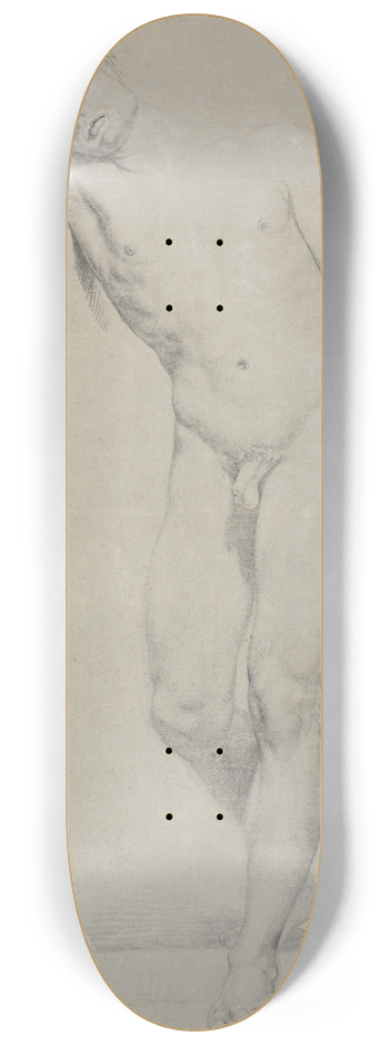 Jens Juel - Model stende en face, hovedet stttet mod den lftede hjre arm; ikke tegnet frdig 8.25 inch art skate deck