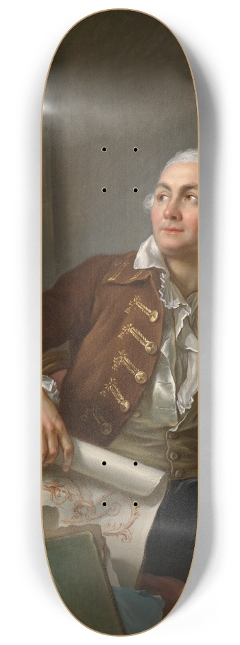 Jean-Simon Berthlemy - Portrait of a gentleman with the bust of Denis Diderot 8.25 inch art skate deck