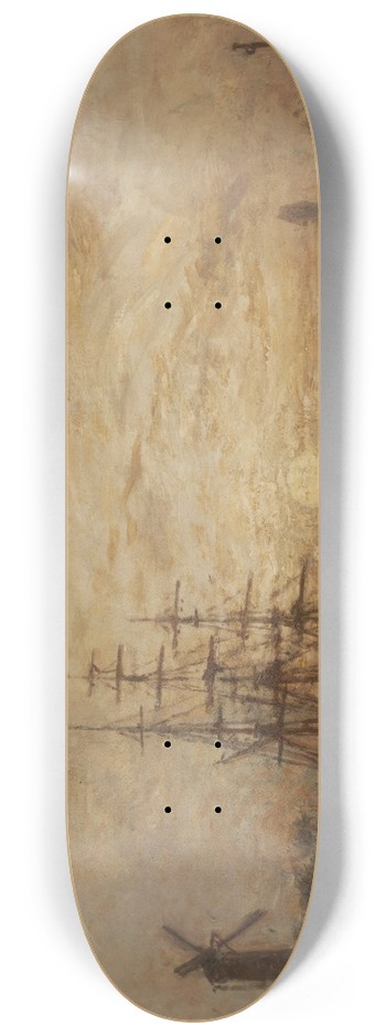 Johan Barthold Jongkind - Coucher de soleil en Hollande (puesta de sol en Holanda) 8.25 inch art skate deck
