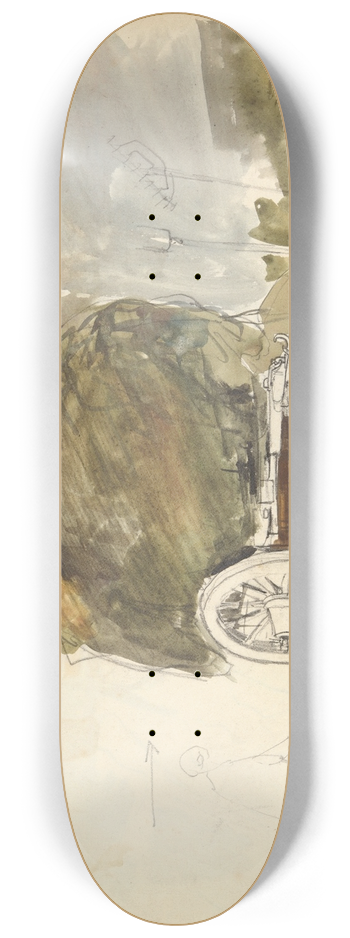 Johan Barthold Jongkind - Haywagon in a Farmyard 8.25 inch art skate deck