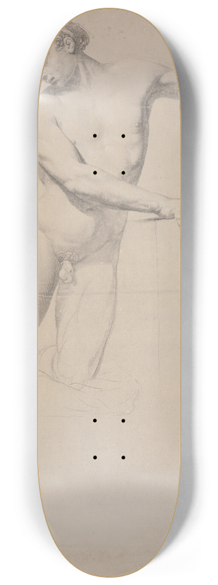 Jens Juel - En face, stende p hjre ben_mens venstre kn sttter mod en taburet; ikke tegnet frdig_ 8.25 inch art skate deck