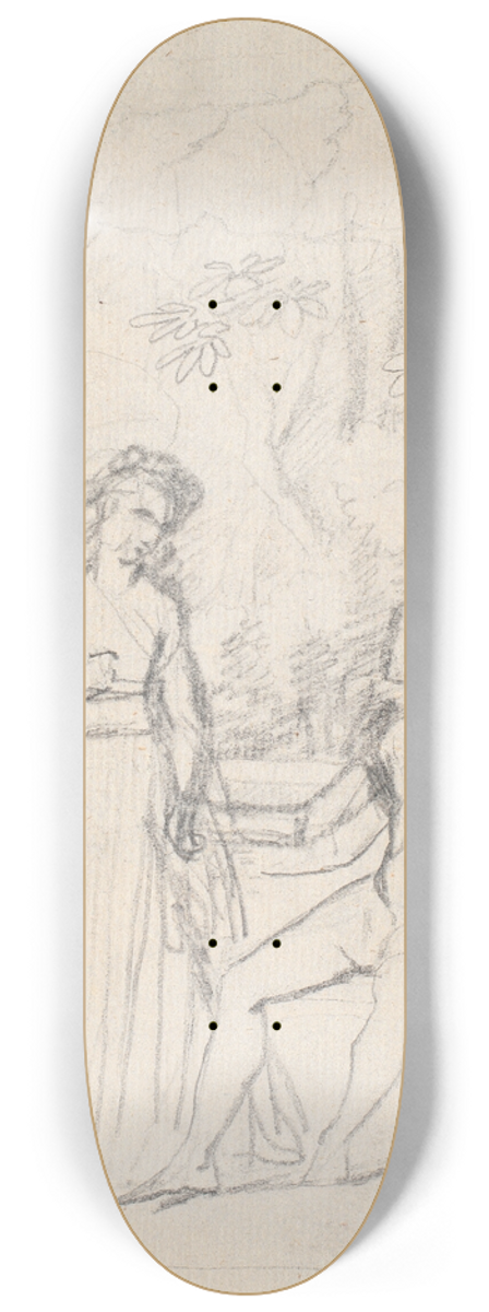 Jens Juel - Kompositionsudkast til det Rabenske familiebillede II 8.25 inch art skate deck