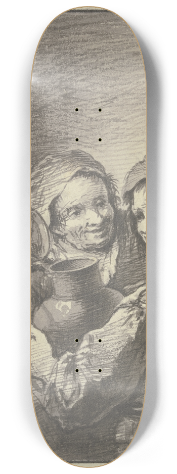 Johann Georg Trautmann - Ein Bauer und eine Buerin mit einem Weinkrug 8.25 inch art skate deck