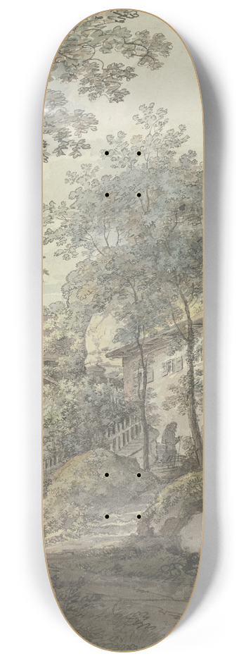 Johann Georg von Dillis - Architectural study 8.25 inch art skate deck
