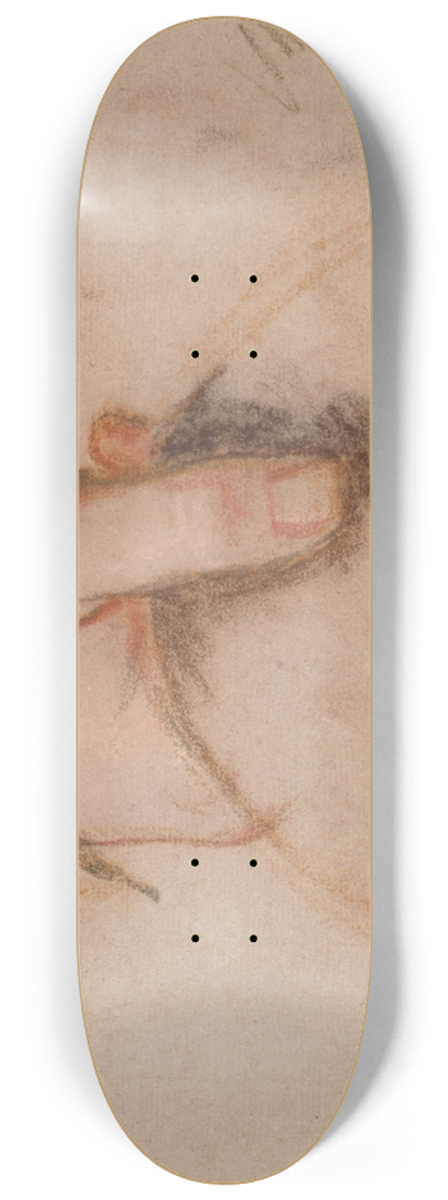 Jens Juel - Studie til det Rybergske familiebillede; Johan Christian Rybergs venstre hnd holdende en hat 8.25 inch art skate deck