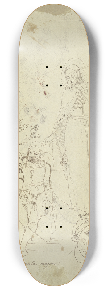 Johann Scheffer von Leonhardshoff - Studienblatt; Figuren und Kpfe 8.25 inch art skate deck