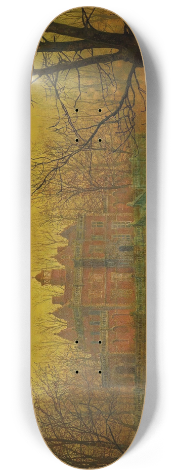John Atkinson Grimshaw - A Moated Yorkshire Home 8.25 inch art skate deck