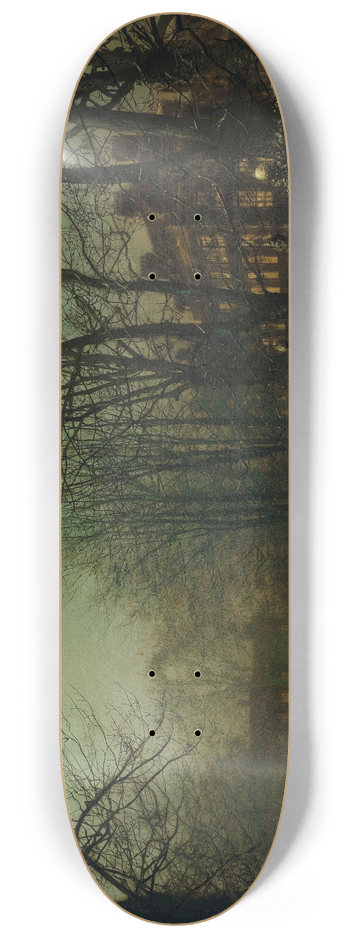 John Atkinson Grimshaw - A Wet Moon, Putney Road 8.25 inch art skate deck