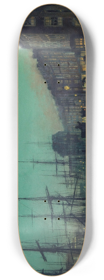 John Atkinson Grimshaw - Shipping on the Clyde 8.25 inch art skate deck