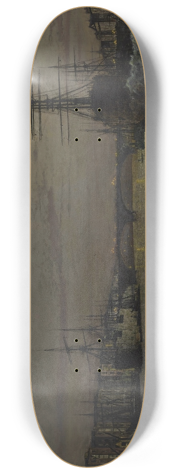 John Atkinson Grimshaw - The Pool and London Bridge at Night 8.25 inch art skate deck