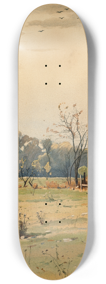 John Francis Murphy - Autumn landscape with large haystack 8.25 inch art skate deck