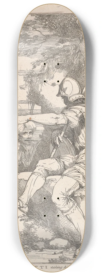 John Hamilton Mortimer - Banditti taking his post 8.25 inch art skate deck