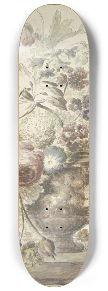 J. H. Van Loon - Blumenstrau in einer Vase mit Basrelief, links hngen zwei Rosenknospen herab 8.25 inch art skate deck