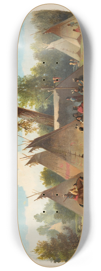 John Mix Stanley - Assiniboin Encampment on the Upper Missouri 8.25 inch art skate deck