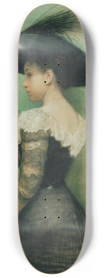 John Quincy Adams - Dame mit schwarzem Kleid und Hut (Alice Hauser) 8.25 inch art skate deck