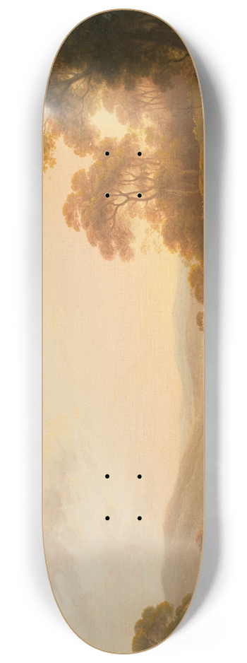 John Rathbone - An Italianate landscape with figures on a path 8.25 inch art skate deck