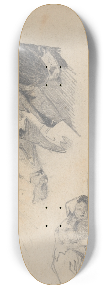 John Singer Sargent - Men Sleeping on Deck of Ship 8.25 inch art skate deck