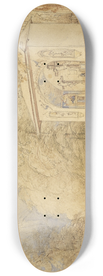 Josef Hger - Wanderer und Golgothakapelle 8.25 inch art skate deck