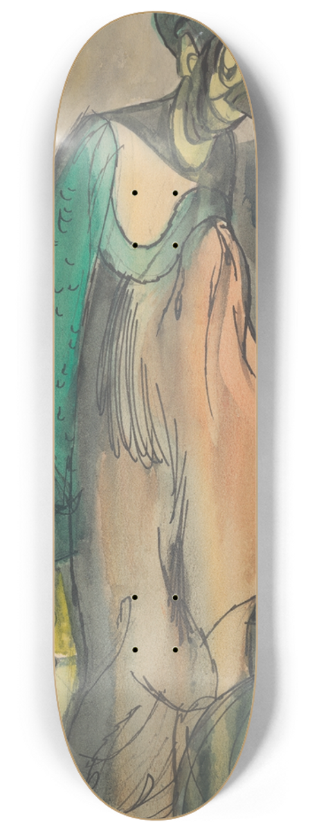 Jn Novk - Woman With Bird Face 8.25 inch art skate deck