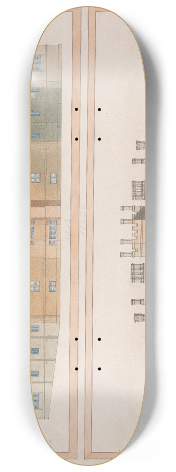 Joseph Michael Gandy - Design for a Tudoresque Country House 8.25 inch art skate deck