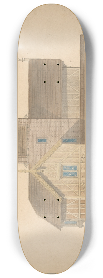 Joseph Michael Gandy - The Millers Cottage at Chatsworth; South Front Elevation 8.25 inch art skate deck