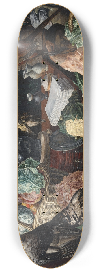 Joachim Beuckelaer - Kitchen Scene with Christ at Emmaus 8.25 inch art skate deck