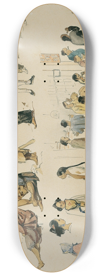 Joseph Selleny - Figurenstudien von Chinesen 8.25 inch art skate deck