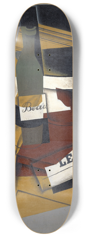 Juan Gris - Bottle and Fruit Dish (Bottle, newspaper and fruit bowl) 8.25 inch art skate deck