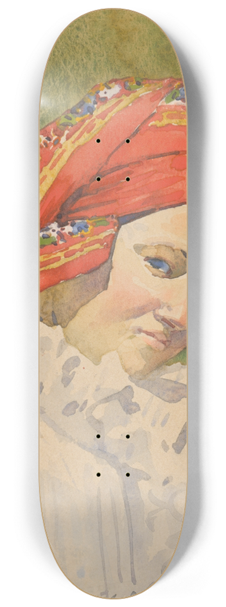 Joa prka - Head of a Moravian Girl 8.25 inch art skate deck