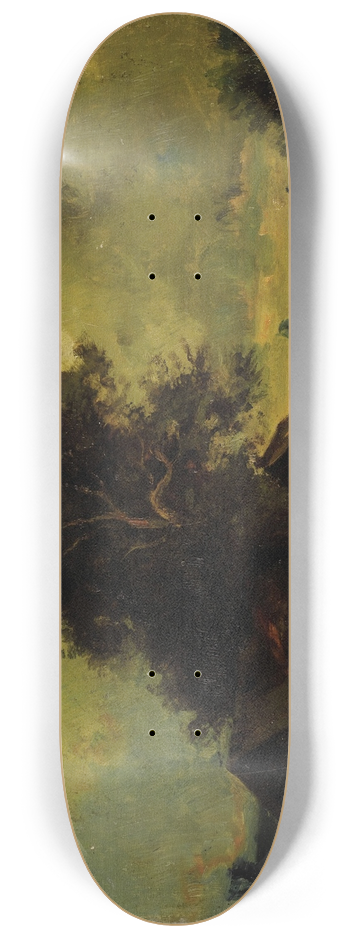 Jules Dupr - River Landscape with Cottage 8.25 inch art skate deck