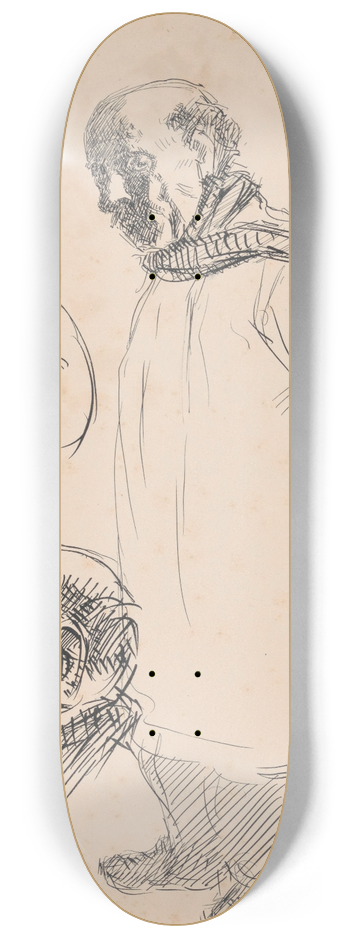 Jules Schmalzigaug - Standing Man and Two Heads 8.25 inch art skate deck