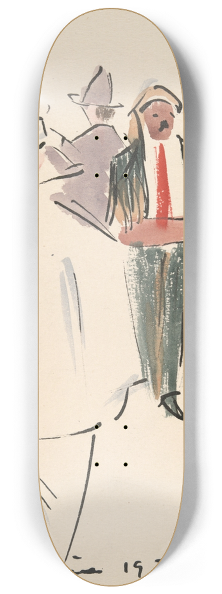 Joaqun Torres-Garca - Artists Ball; Pierrot and FiguresStanding 8.25 inch art skate deck