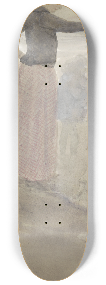 Johan Antonie de Jonge - Vrouw met twee kinderen en een hondje aan het strand 8.25 inch art skate deck