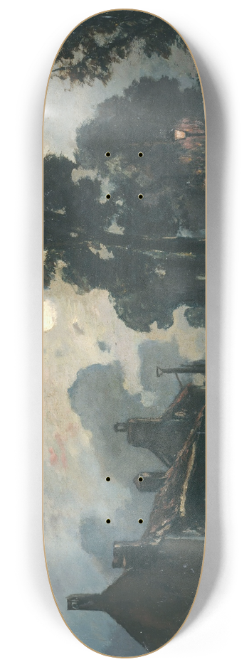 Johan Barthold Jongkind - Une rue  Delft, le soir 8.25 inch art skate deck