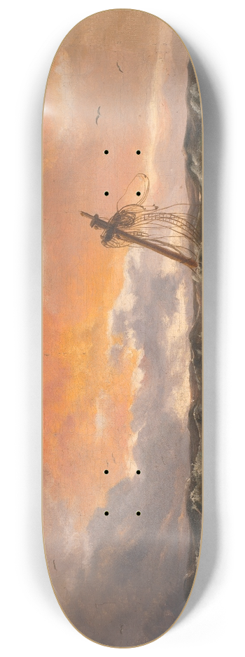 Johan Christian Dahl - Seascape with a Wreck 8.25 inch art skate deck