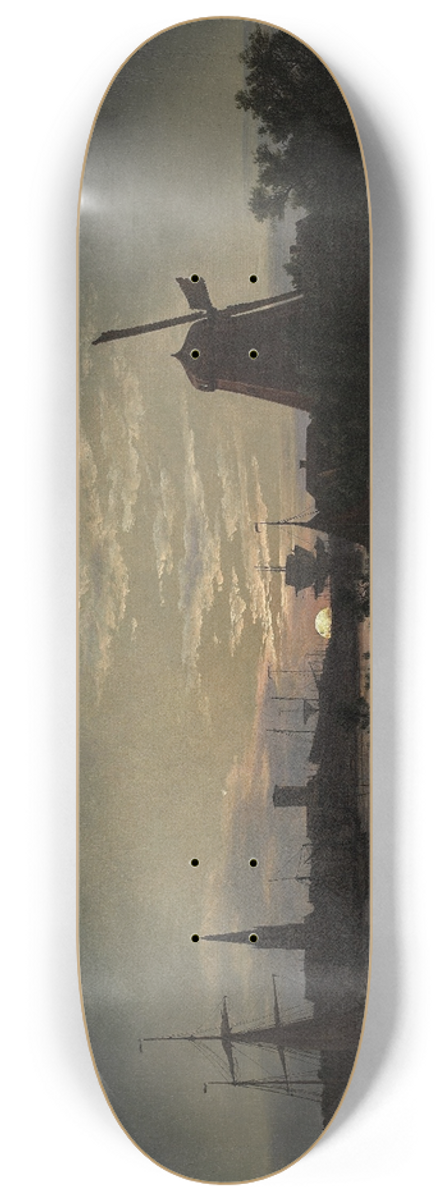 Johan Christian Dahl - Swinoujscie in the moonlight 8.25 inch art skate deck