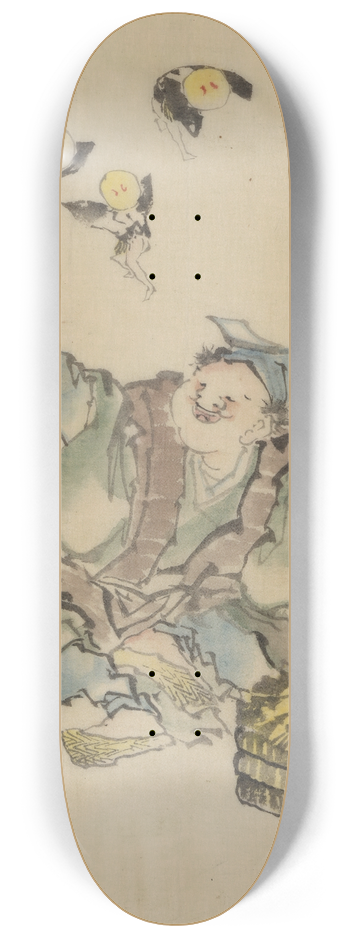 Katsushika Hokusai - A man, sitting on the ground 8.25 inch art skate deck