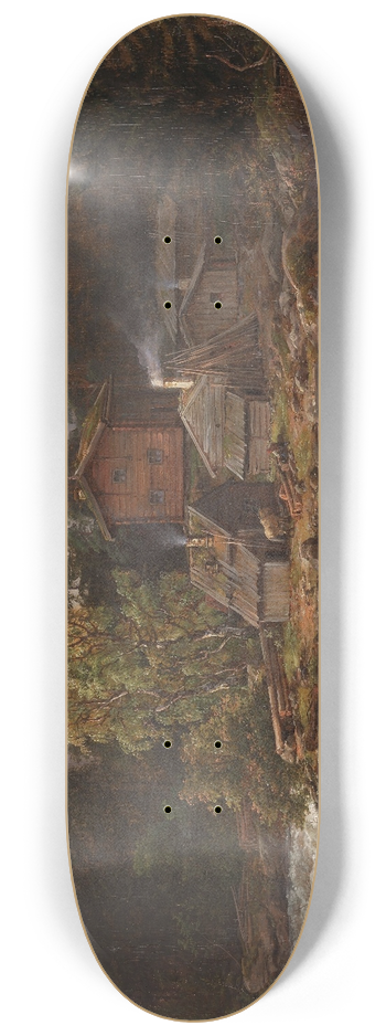 Johan Christian Dahl - View of Hnefossen 8.25 inch art skate deck