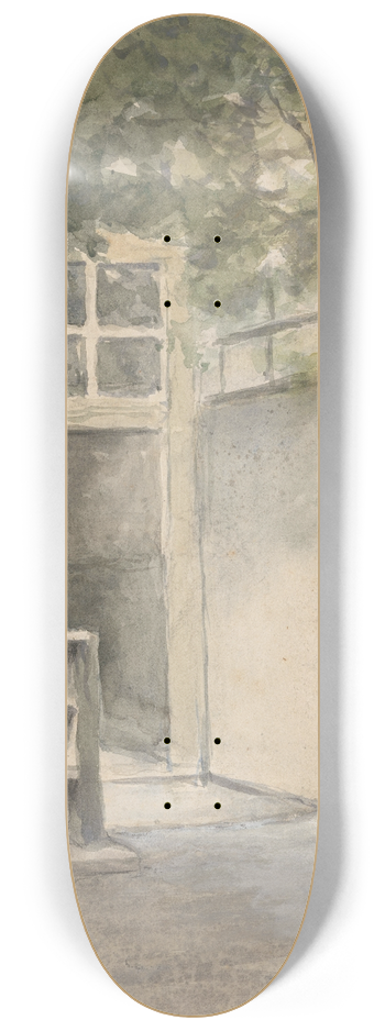 Johan Hendrik Weissenbruch - Gezicht op een binnenplaats vanuit het atelier van de kunstenaar in de Kazernestraat te Den Haag 8.25 inch art skate deck