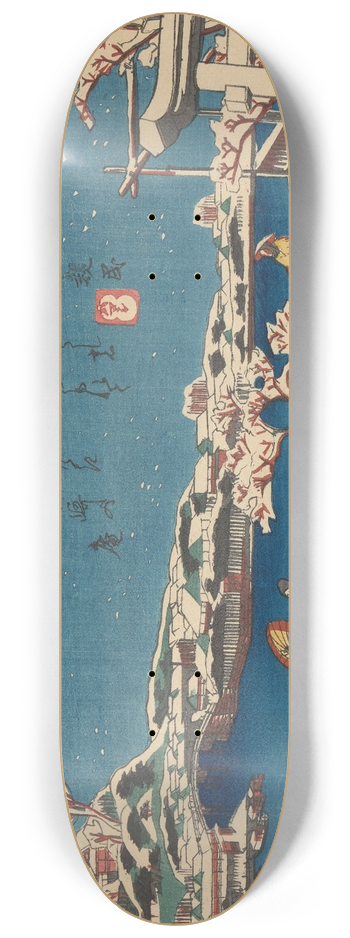 Kunikazu Utagawa - Snow Scene; River and Figures 8.25 inch art skate deck