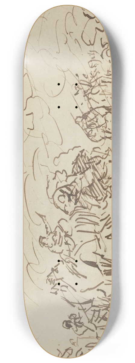 Johan Joseph Zoffany - Sandstorm in the Desert Overtaking a Caravan 8.25 inch art skate deck