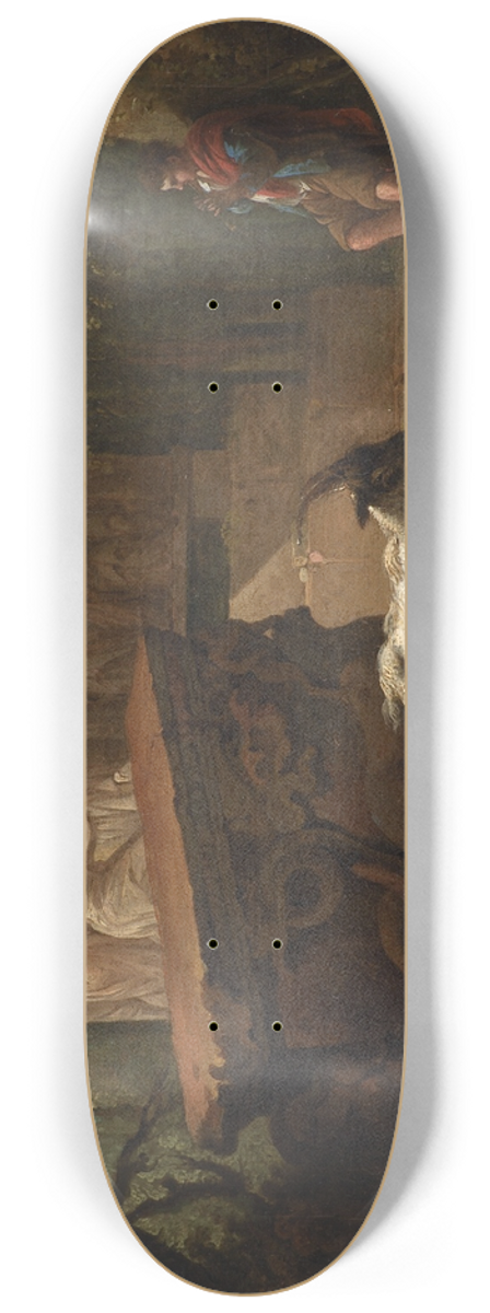 Johan Mandelberg - Antikke ruiner omgivet af trer, i forgrunden en hyrde og nogle geder 8.25 inch art skate deck