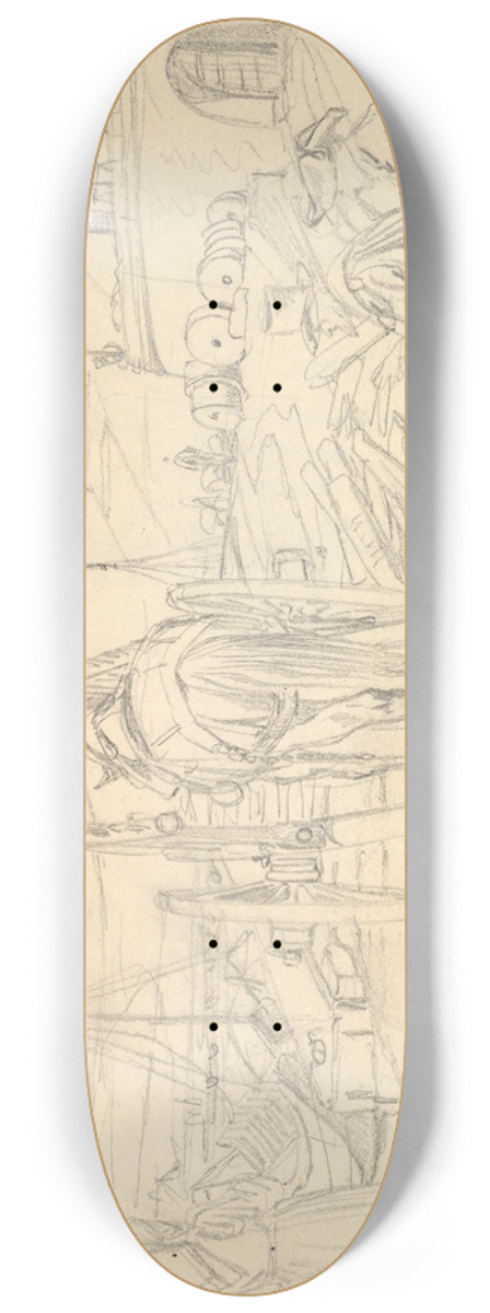 Johann Adam Klein - View of the Alter Kranen in Wrzburg 8.25 inch art skate deck
