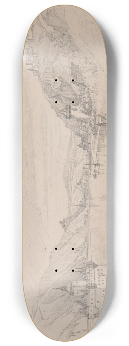 Johann Adam Klein - View of the Rhine with Pfalzgrafenstein Castle and Kaub Seen from the South-East 8.25 inch art skate deck