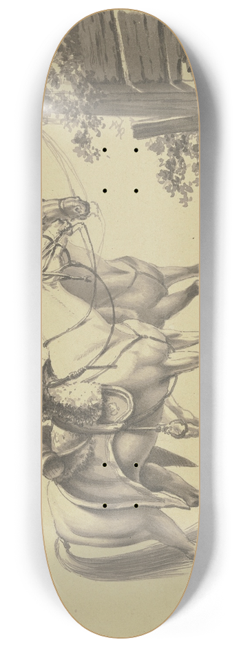 Johann Adam Klein - Zwei gesattelte Militrpferde, an einen Pfahl gebunden 8.25 inch art skate deck