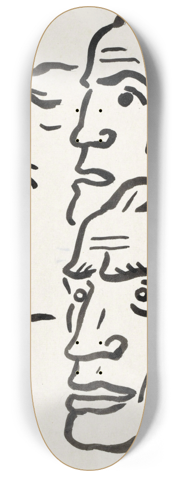 Leo Gestel - Drie mannenkoppen 8.25 inch art skate deck