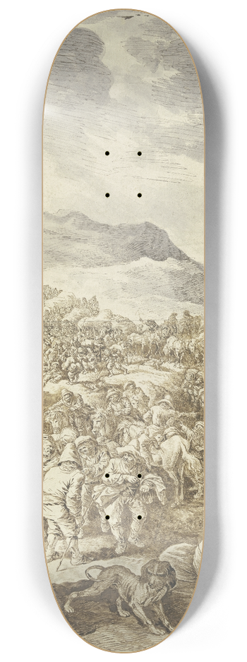 Johann Albrecht Dietzsch - Ein groer Zug von Mnnern zu Fu und zu Pferde durch eine Felsschlucht 8.25 inch art skate deck