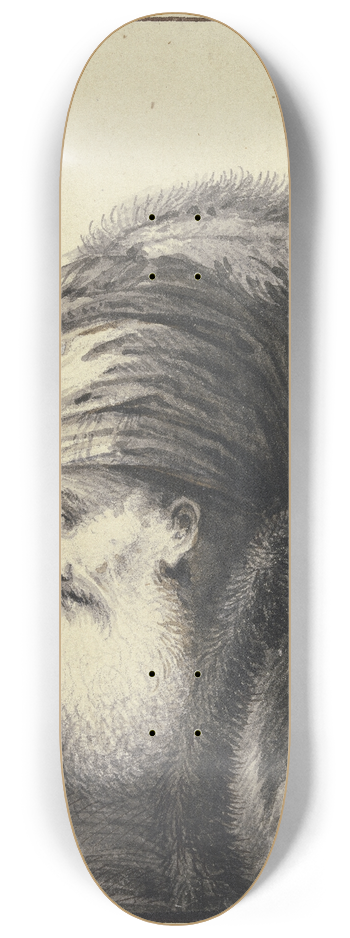 Johann Andreas Benjamin Nothnagel - Brtiger Alter mit Turban mit zwei langen Federn im Profil nach links 8.25 inch art skate deck